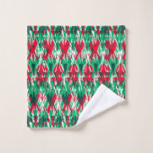 Cute red green abstract aztec patroon bad handdoek (Wasdoekje)