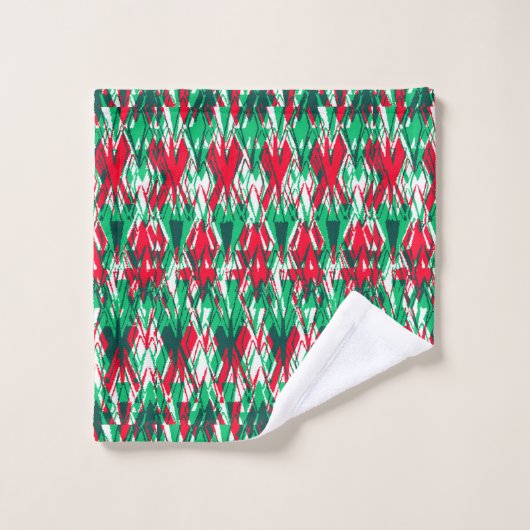 Cute red green abstract aztec patroon bad handdoek (Wasdoekje)