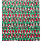 Cute red green abstract aztec patroon douchegordijn (Voorkant)
