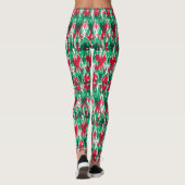 Cute red green abstract aztec patroon leggings (Achterkant)