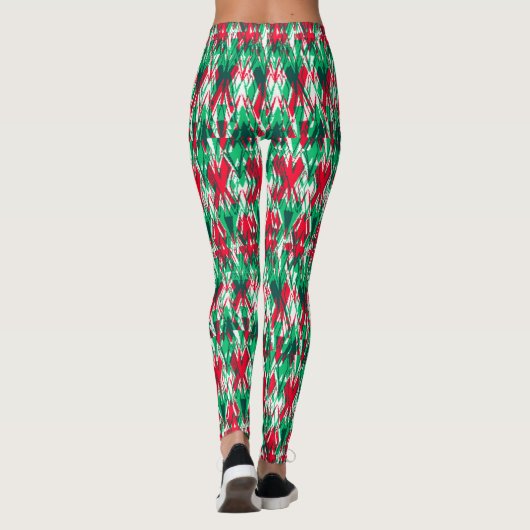 Cute red green abstract aztec patroon leggings (Achterkant)