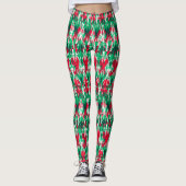 Cute red green abstract aztec patroon leggings (Voorkant)