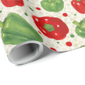 Cute Red Green Bell Peppers Dots Vegan Vegetarian  Cadeaupapier (Rol Hoek)