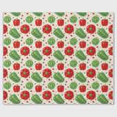 Cute Red Green Bell Peppers Dots Vegan Vegetarian  Cadeaupapier (Vlak)