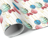 Cute Red Green Blue Gold kerstpatroonpatroons Cadeaupapier (Rol Hoek)