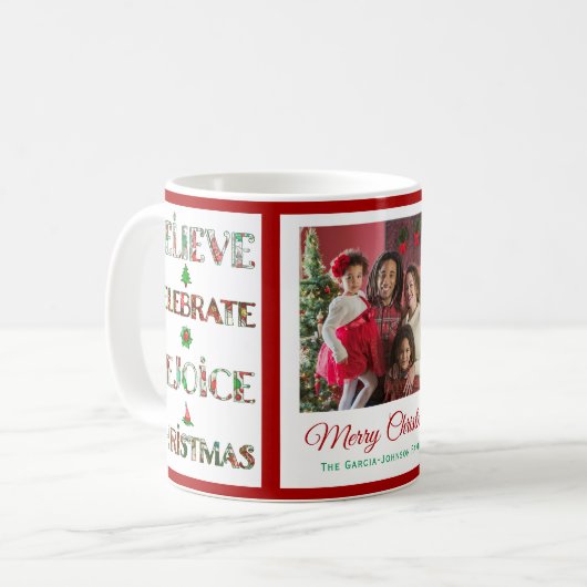 Cute Red Green Christmas Pattern Koffiemok (Voorkant links)