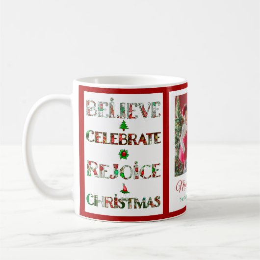 Cute Red Green Christmas Pattern Koffiemok (Links)