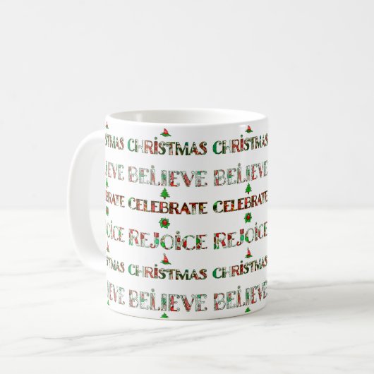Cute Red Green Christmas Pattern Koffiemok (Voorkant links)