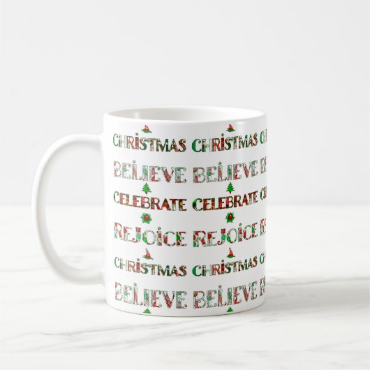 Cute Red Green Christmas Pattern Koffiemok (Links)