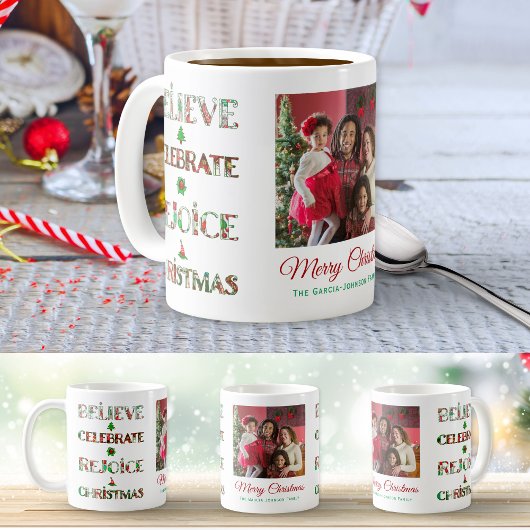 Cute Red Green Christmas Pattern Koffiemok