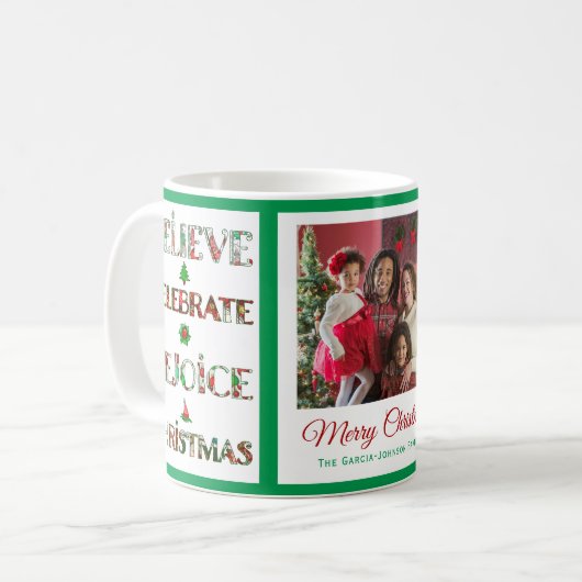 Cute Red Green Christmas Pattern Koffiemok (Voorkant links)