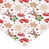 Cute Red & Green Christmas Reindeer Korte Tafelloper (Hoek)