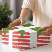 Cute Red Green Elf Costume Stripes Merry Kerstmis Inpakpapier Vel