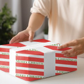 Cute Red Green Elf Costume Stripes Merry Kerstmis Inpakpapier Vel