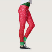 Cute Red Green Glitter Santas Outfit Kerstmis Elf Leggings (Rechts)