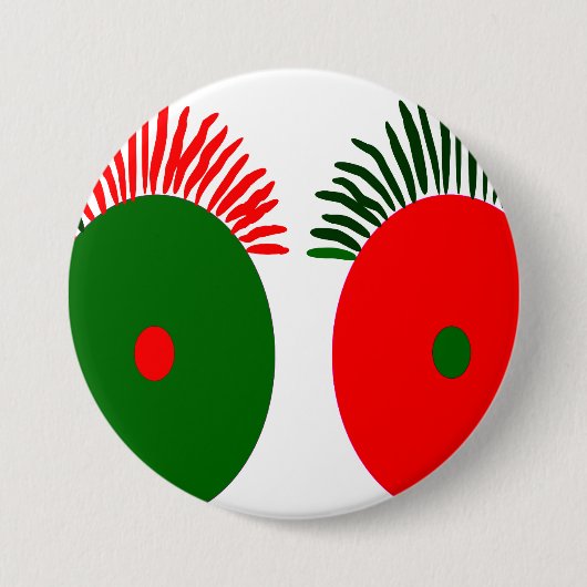 Cute Red Green kerst Eyes Ronde Button 7,6 Cm (Voorkant)