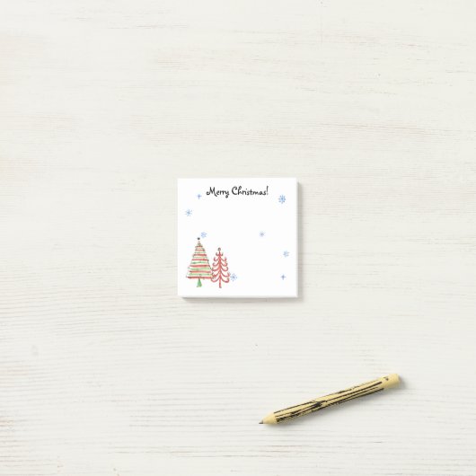 Cute Red Green-kerstbomen, drie keer drie keer dri Post-it® Notes (Op bureau)