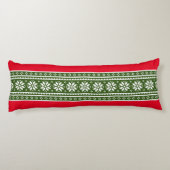 Cute red green nordic sneeuwflake Patroon bed deco Lichaamskussen (Achterkant)