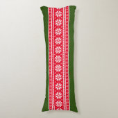 Cute red green nordic sneeuwflake Patroon bed deco Lichaamskussen (Voorkant Verticaal)