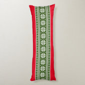 Cute red green nordic sneeuwflake Patroon bed deco Lichaamskussen (Achterkant (Verticaal))
