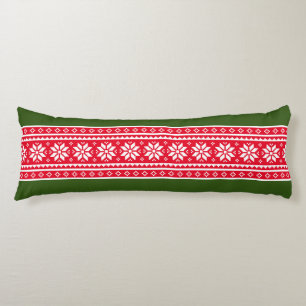Cute red green nordic sneeuwflake Patroon bed deco Lichaamskussen