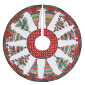 Cute red green patchwork christmas trees printed kerstboom rok (Voorkant)