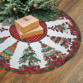 Cute red green patchwork christmas trees printed kerstboom rok