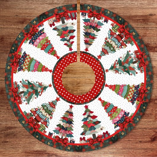 Cute red green patchwork christmas trees printed kerstboom rok