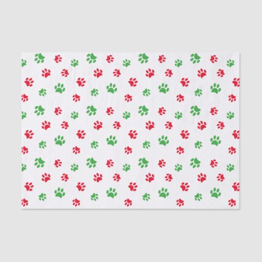 Cute Red Green Paw Printert Pattern Thema Tissuepapier (Voorkant)