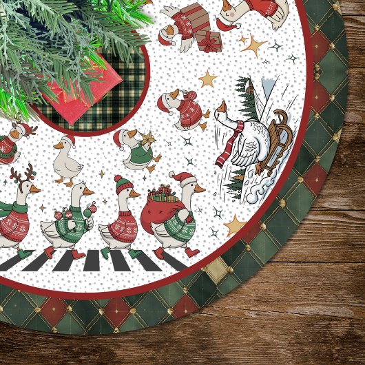 Cute Red Green Silly Goose Christmas Kerstboom Rok