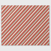 Cute Red, Green & White Snoep Stripe Kerstmis Cadeaupapier (Vlak)
