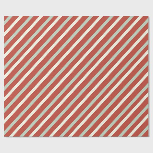 Cute Red, Green & White Snoep Stripe Kerstmis Cadeaupapier (Vlak)