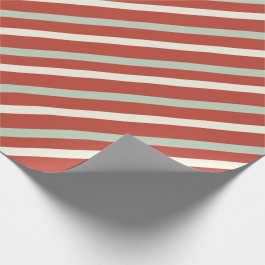 Cute Red, Green & White Snoep Stripe Kerstmis Cadeaupapier (Hoek)