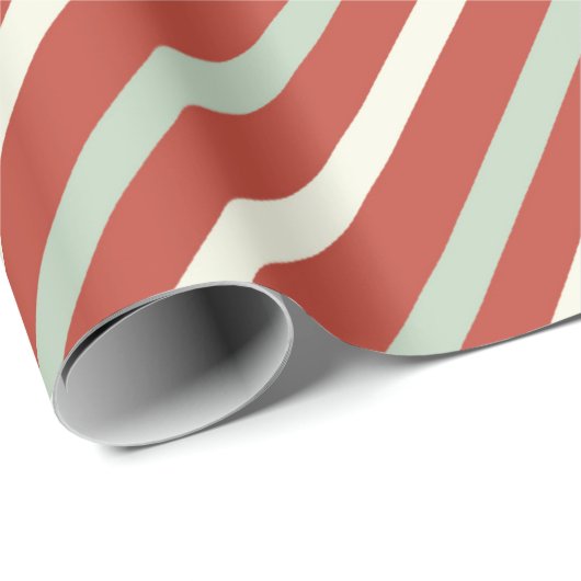 Cute Red, Green & White Snoep Stripe Kerstmis Cadeaupapier (Rol Hoek)
