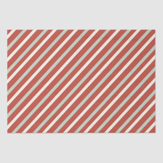 Cute Red, Green & White Snoep Stripe Kerstmis Tissuepapier (Voorkant)