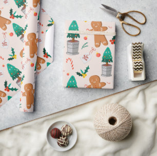 Cute Red, Green & White Snoep Stripe Kerstmis Wr Cadeaupapier