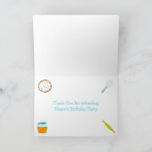 Cute Red Hair Boy Baking Birthday Party Bedankkaart (Binnen)