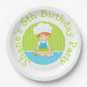 Cute Red Hair Boy Baking Birthday Party Papieren Bordje (Voorkant)