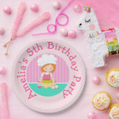 Cute Red Hair Girl Baking Birthday Party Papieren Bordje (Feest)