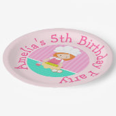 Cute Red Hair Girl Baking Birthday Party Papieren Bordje (Gekanteld)