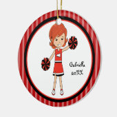 Cute Red Haire Cheerleader kerstversiering Keramisch Ornament (Links)