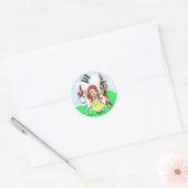 Cute Red Haire Princess and Unicorn Castle Ronde Sticker (Envelop)
