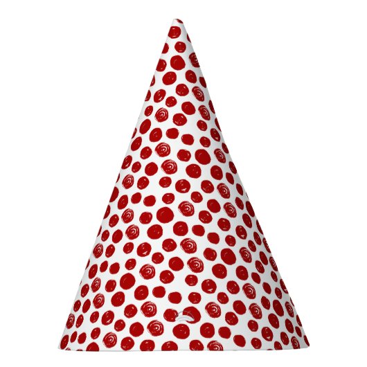 Cute Red-handgetekende waterverf polka-punten Feesthoedjes (Rechts)