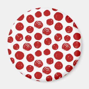 Cute Red-handgetekende waterverf polka-punten Magneet