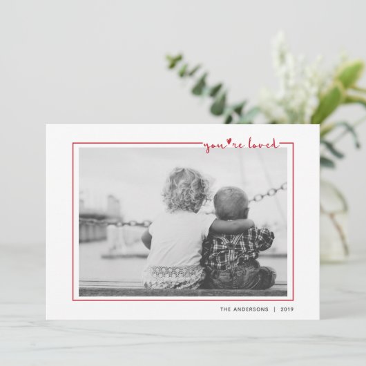 Cute Red Handwrite Je bent een geliefde Lijst Vale Kaart (Staand voorkant)