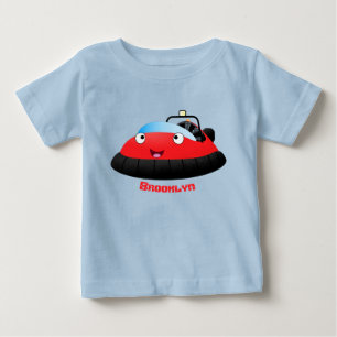 Cute red happy hovercraft cartoon