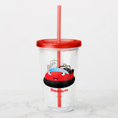 Cute red happy hovercraft cartoon acryl drinkbeker (Voorkant)