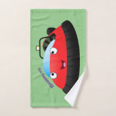 Cute red happy hovercraft cartoon bad handdoek (Handdoek)