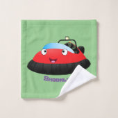 Cute red happy hovercraft cartoon bad handdoek (Wasdoekje)