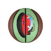 Cute red happy hovercraft cartoon basketbal (Verticaal)